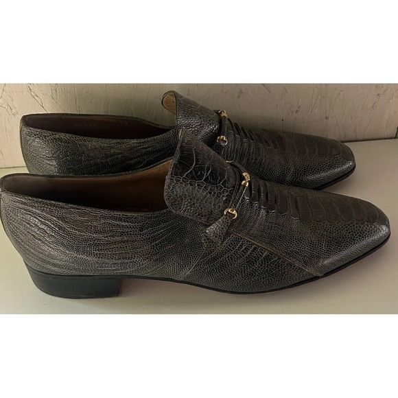 Moreschi Ostrich Leather Loafers Made In Italy Men's Size 13 - Picture 16 of 16